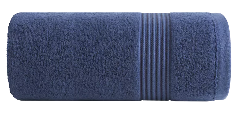 Ręcznik kąpielowy 50x90 cm bawełniany kolor granatowy 0 twist zdobiony paseczkami 550 g/m2 MOLLY Eurofirany