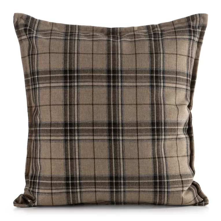 Poszewka na poduszkę 45x45 cm z tkaniny wodoodpornej na taras oraz balkon zdobiona nadrukiem kraty beżowo, brązowa GARDEN Eurofirany