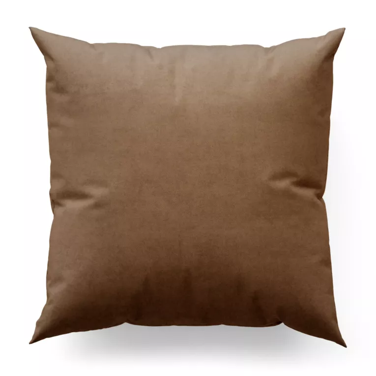 Poszewka szyta jasnobrązowa z miękkiej tkaniny o welurowej strukturze i wyraźnym splocie