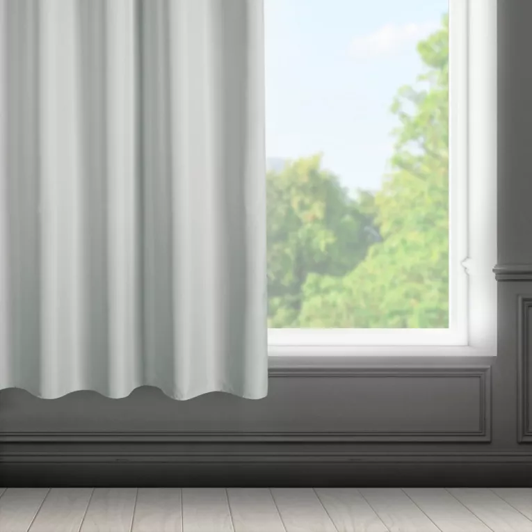 Zasłona srebrna z matowej gładkiej tkaniny 140x175 cm taśma RITA Eurofirany