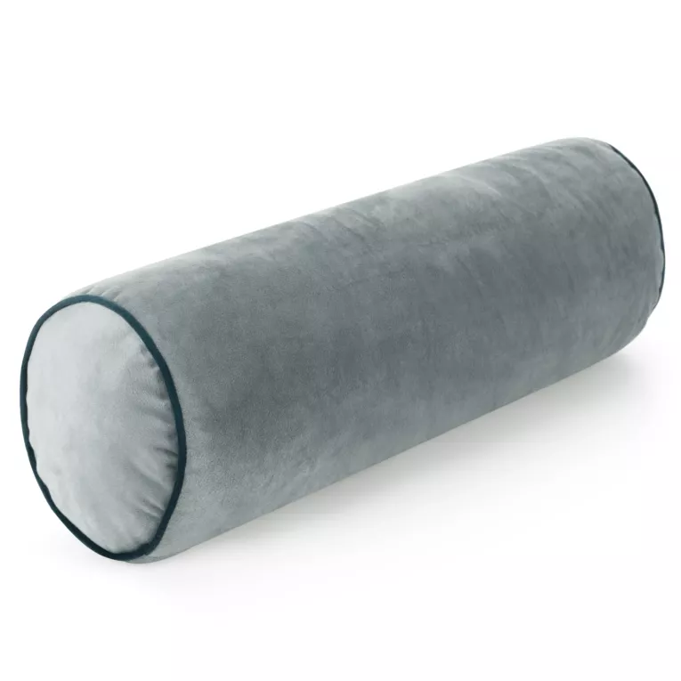 Poduszka dekoracyjna wałek 15 x 45 cm welwetowa morska zdobiony kontrastującą lamówką GAJA Eurofirany