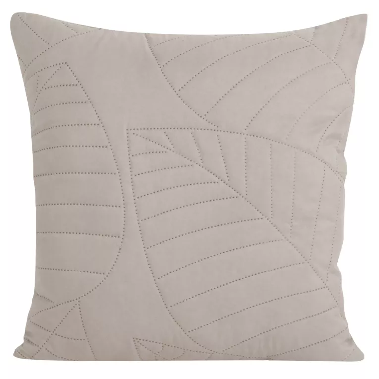 Poszewka na poduszkę 40x40 cm z motywem liści wytłaczanym techniką hot press szarobeżowa BONI DESIGN 98 Eurofirany