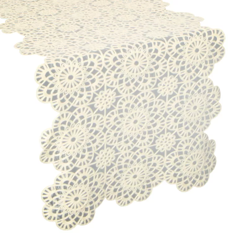 Bieżnik na stół  35x140 cm beżowy zdobiony haftem - IRINA Eurofirany