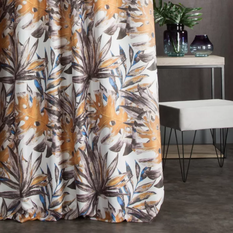 Tkanina zasłonowa zaciemniająca typu dimout, z nadrukiem botanicznym Eurofirany