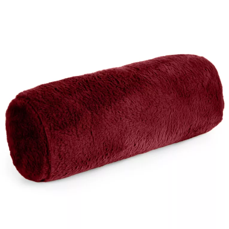 Poduszka wałek 15x45 cm bordowy z miękkiej futrzanej tkaniny  NINA Eurofirany