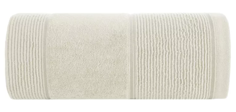 Ręcznik kąpielowy 50x90 cm bawełniany kolor kremowy z welurową bordiurą 500 g/m2 EMMA Eurofirany