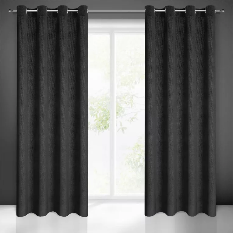 Zasłona czarna z wytłaczanego welwetu 140x250 przelotka ELIZA Eurofirany