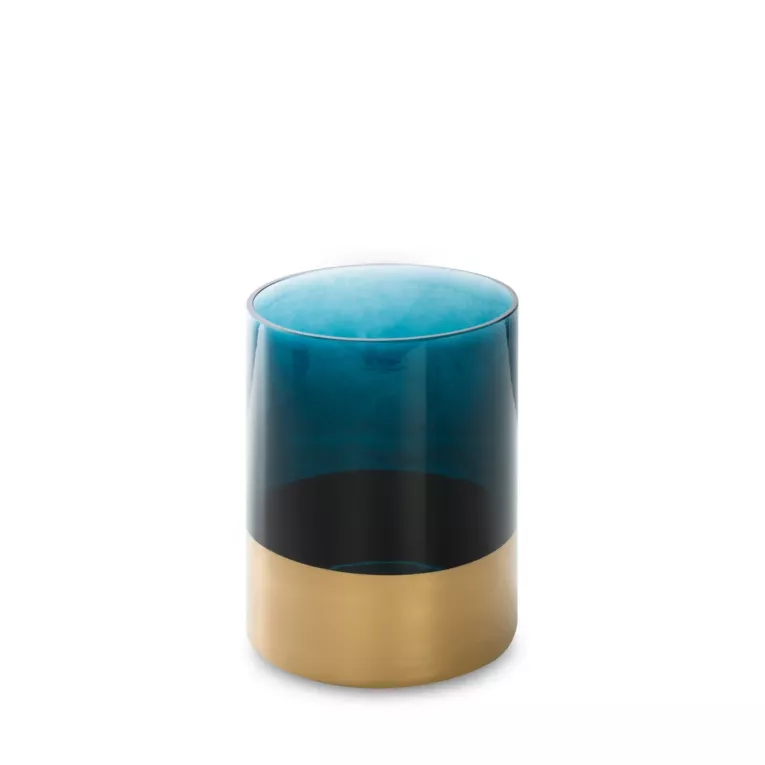 Świecznik dekoracyjny LILI 6 turkusowo-złoty szklany o klasycznym kształcie Limited Collection Eurofirany