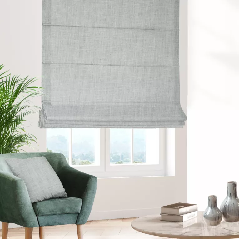 Roleta rzymska FELICITY srebrna o naturalnym splocie w melanżowych odcieniach