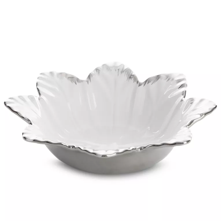 Misa ceramiczna NIRA zdobiona wytłaczanym wzorem i srebrnymi akcentami Eurofirany