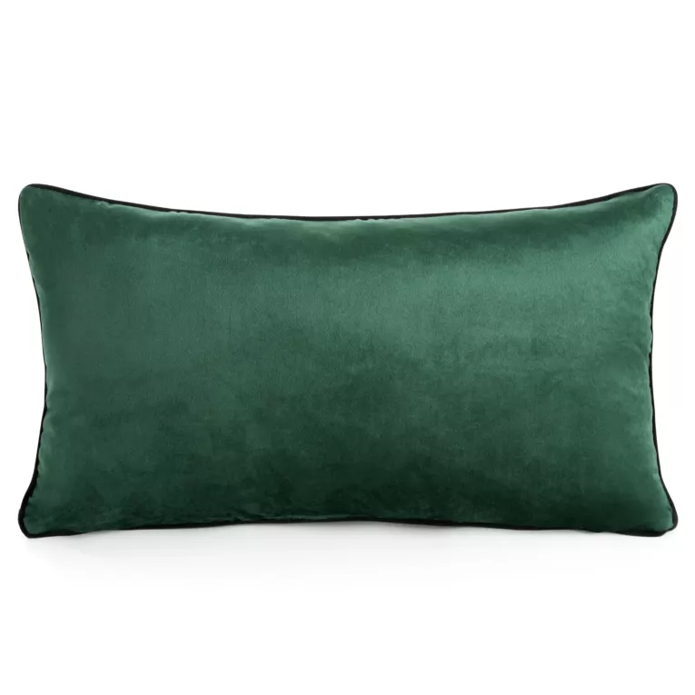 Poduszka 30 x 50 cm welwetowa ciemnozielona z kontrastującą lamówką GAJA 3 Eurofirany