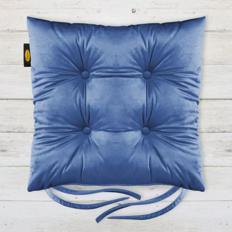 Poduszka na krzesło dwustronna 40 x 40 x 8 cm welwetowa chabrowy Eurofirany