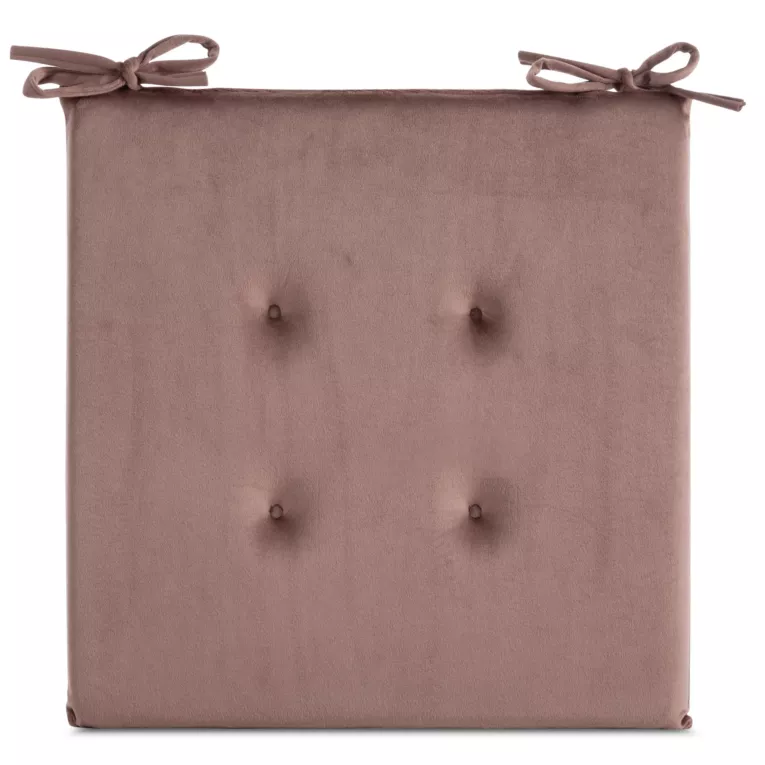 Poduszka na krzesło 40 x 40 x 3 cm welwetowa ciemnoróżowa z ozdobnym pikowaniem i praktycznymi troczkami GAJA Eurofirany