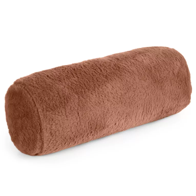 Poduszka wałek 15x45 cm pudrowa z miękkiej futrzanej tkaniny  NINA Eurofirany