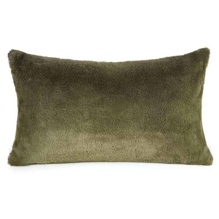 Poszewka na poduszkę 30x50 cm oliwkowa z miękkiej futrzanej tkaniny NINA Eurofirany