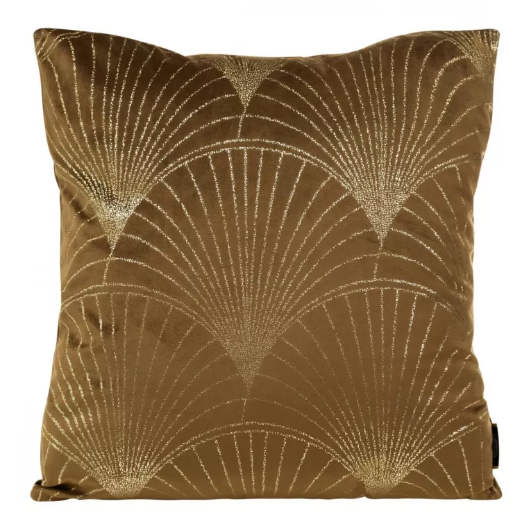 Poszewka na poduszkę 45x45 cm welwetowa ze złotym nadrukiem brązowa BLINK 21 Eurofirany
