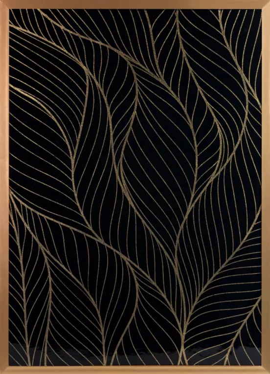 Obraz czarny LOTOS 4 drukowany z motywem botanicznym Limited Collection Eurofirany