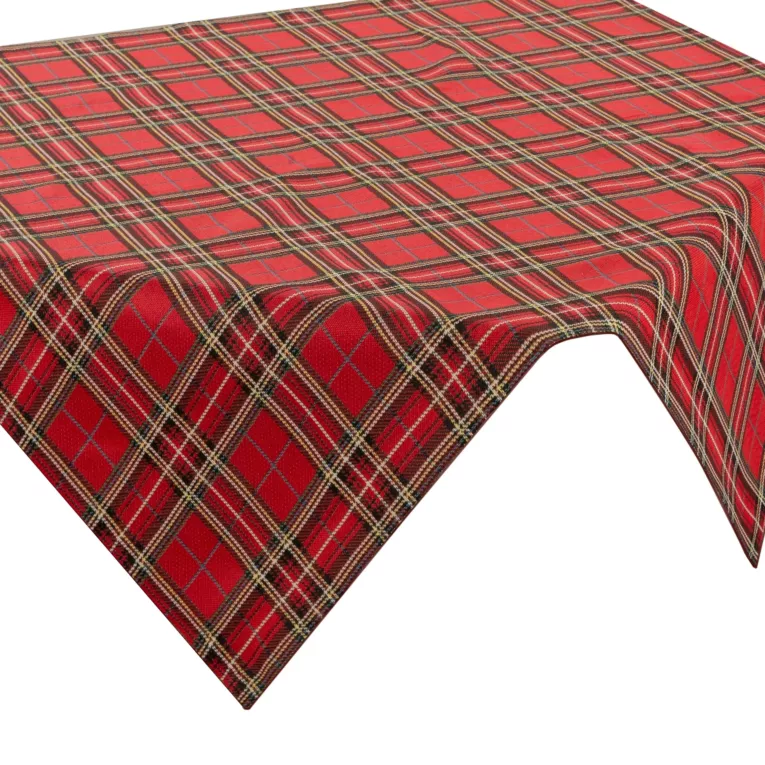 Obrus na stół czerwony 85x85 cm gobelinowy LOOK świąteczny w kratę