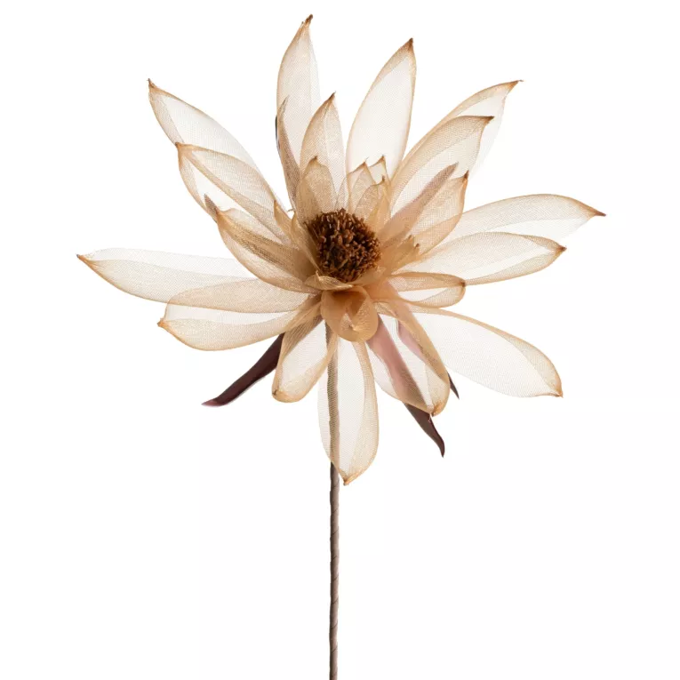 Kwiat sztuczny jasnobeżowy z organzy 65 cm Eurofirany