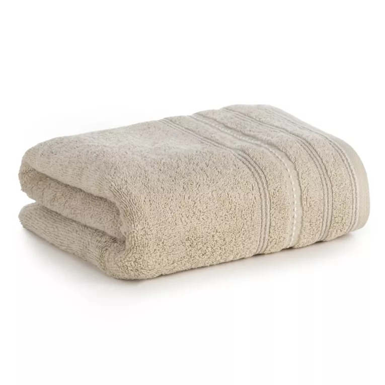 Ręcznik kąpielowy 70x140 cm bawełniany kolor beżowy zdobiony kontrastującymi pasami 500 g/m2 VENTO Eurofirany