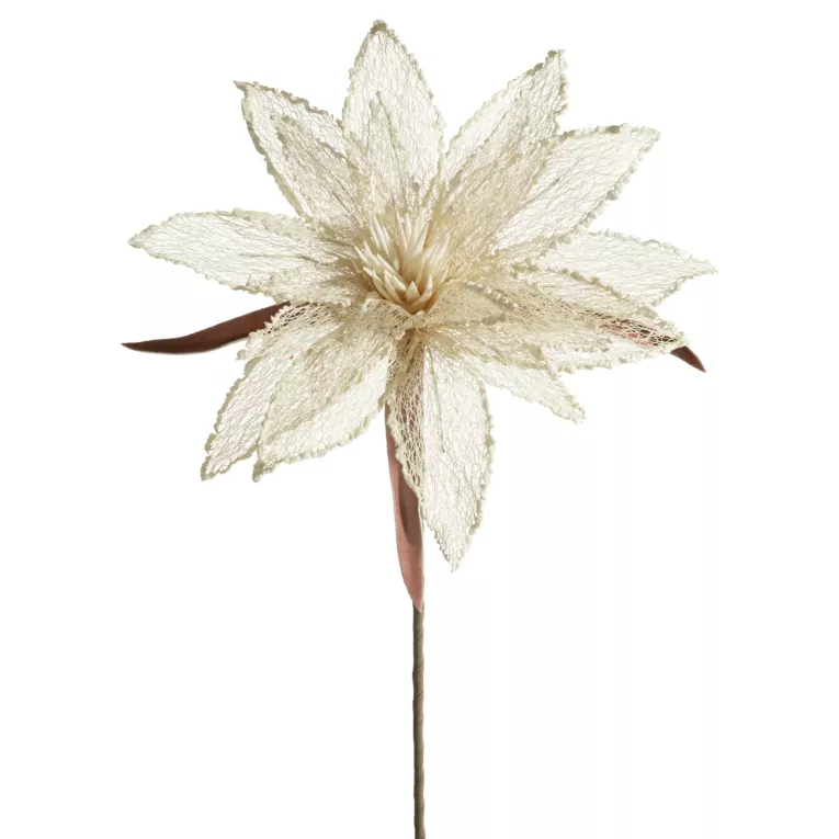 Kwiat sztuczny kremowy z siateczki 70 cm Eurofirany