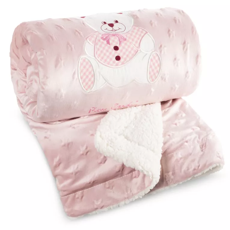 Koc dziecięcy 80x110 cm różowy z dodatkiem przyjemnej tkaniny barankowej BABY 4 Pierre Cardin Eurofirany