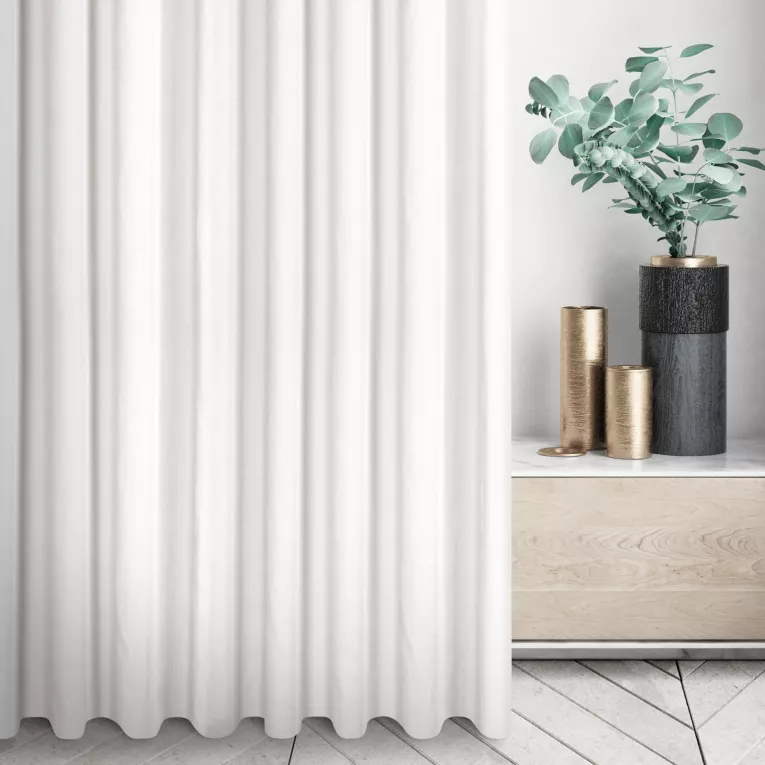 Zasłona szyta na taśmie 5 cm kremowa z tkaniny strukturalnej z delikatnym połyskiem