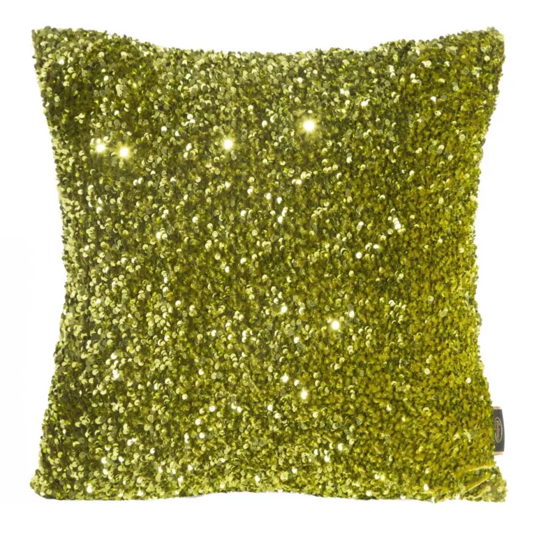 Poszewka na poduszkę 45x45 cm welwetowa dwustronna z cekinami zielona BELISA Eurofirany