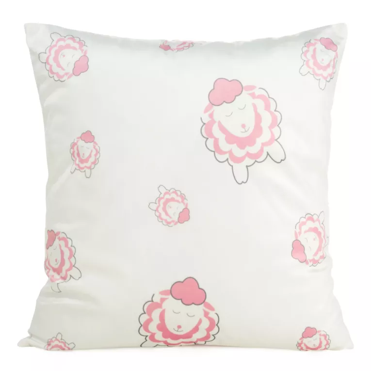 Poszewka na poduszkę 45x45 cm welwetowa z motywem słodkich baranków biało, pudrowo różowy KIDS 4 DESIGN 92 Eurofirany