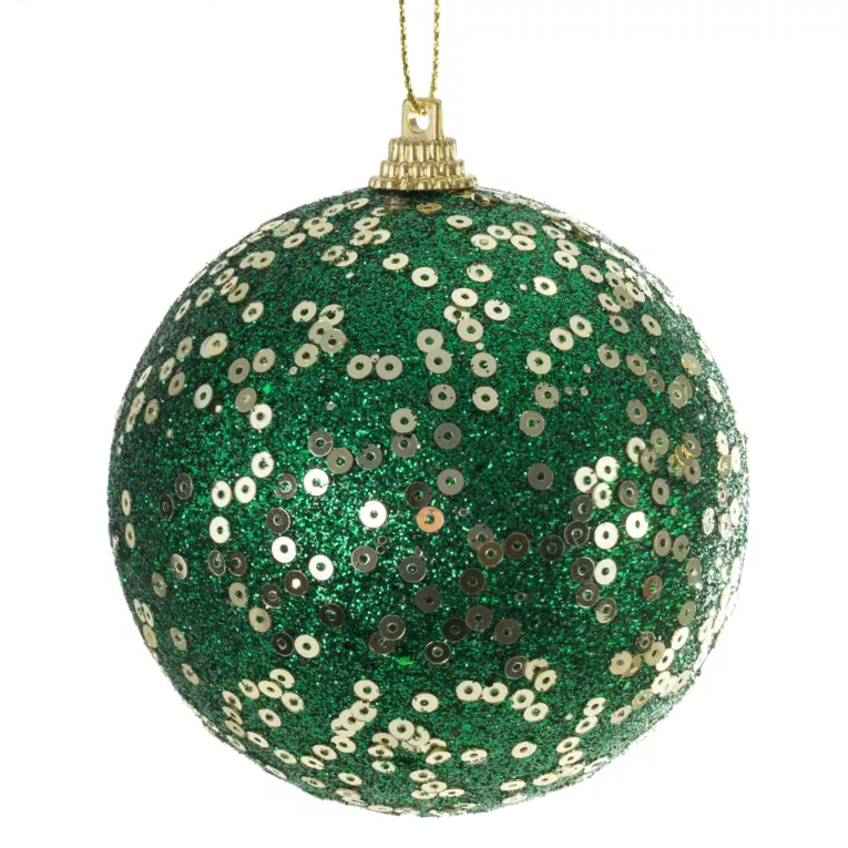Zielona brokatowa bombka choinkowa nietłukąca 8 cm Eurofirany