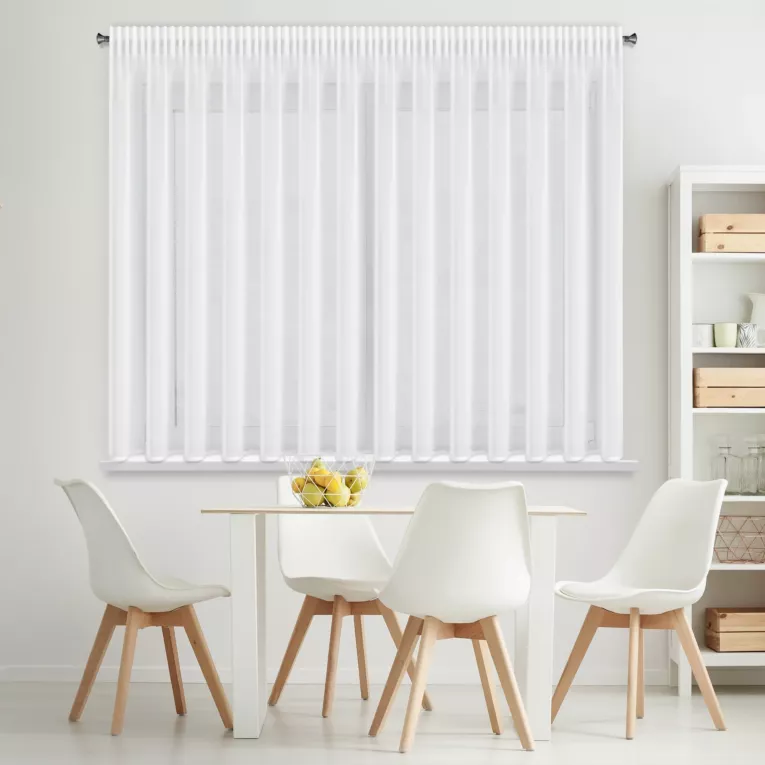 Firana biała z gładkiego szyfonu 350x150 cm taśma - DALIA Eurofirany