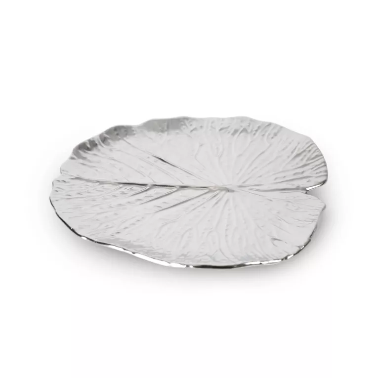 Patera dekoracyjna KALINA srebrna liść nenufaru Eurofirany