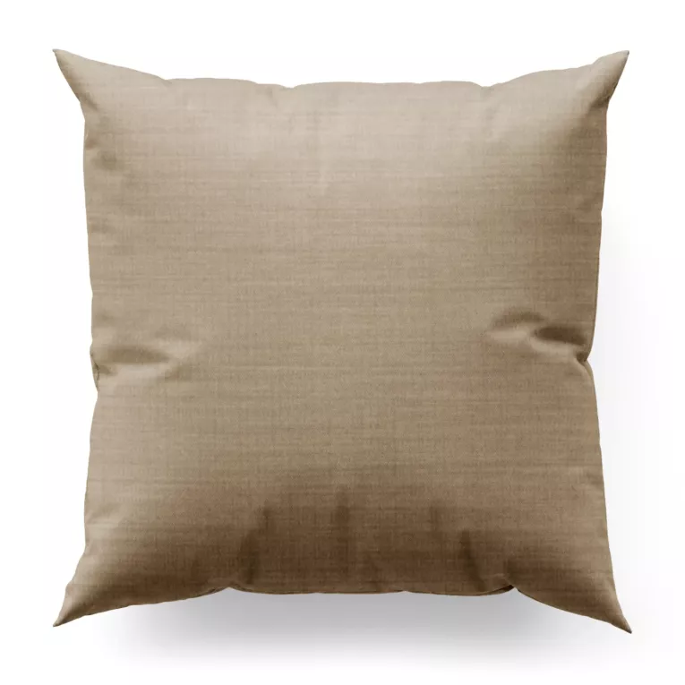 Poszewka szyta jasnobrązowa z miękkiej tkaniny o naturalnym splocie w stylu ekologicznym