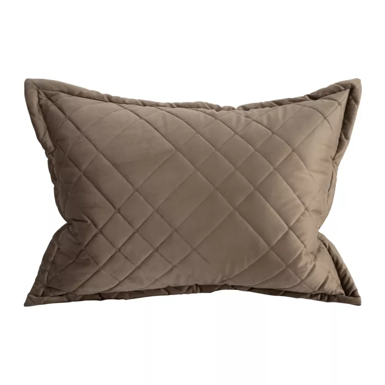 Poszewka na poduszkę 50x70 cm welwetowa zdobiona geometrycznymi przeszyciami brązowa RIA 6 EUROFIRANY PREMIUM