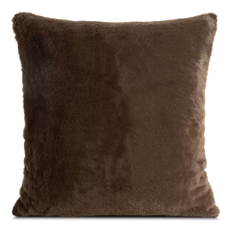 Poszewka na poduszkę 60x60 cm ciemnobrązowa z miękkiej futrzanej tkaniny NINA Eurofirany