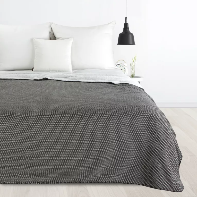 Koc bukla 150x200 cm czarno, biały dwustronny PANDA EUROFIRANY PREMIUM Eurofirany