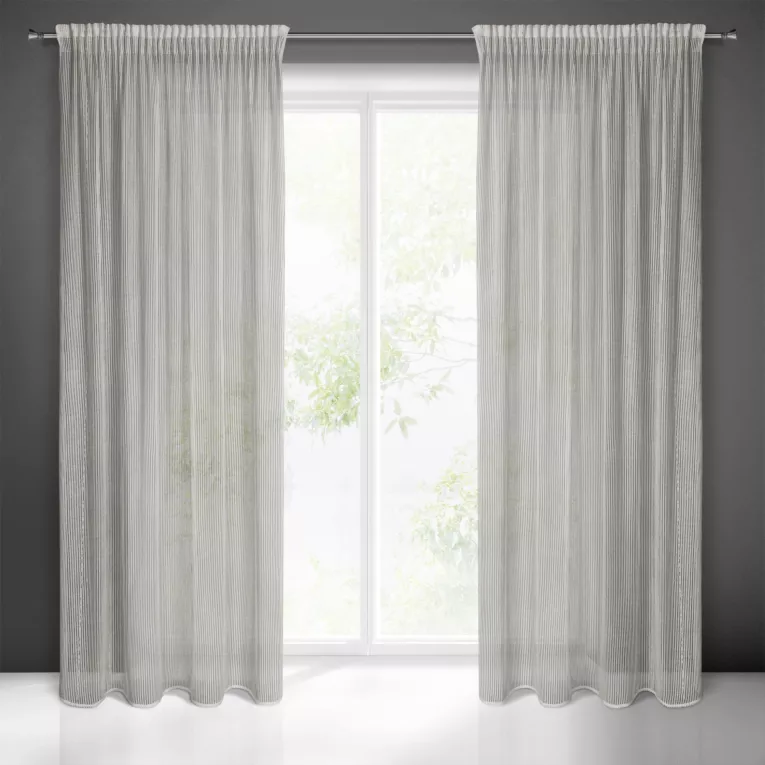 Zasłona beżowa o strukturze siateczki 135x270 cm taśma REGINA Eurofirany