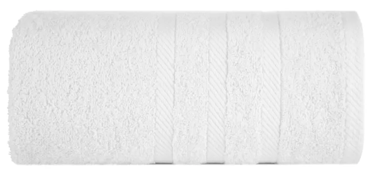 Ręcznik kąpielowy 100x150 cm bawełniany kolor biały z ozdobną bordiurą 500 g/m2 MILO Eurofirany