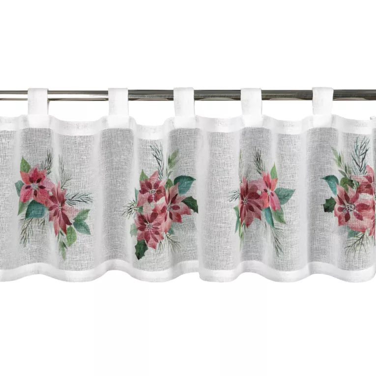 Zazdrostka świąteczna biało, czerwona zdobiona motywem gwiazd betlejemskich 150x30 cm szelki - XSMAS 3 Eurofirany