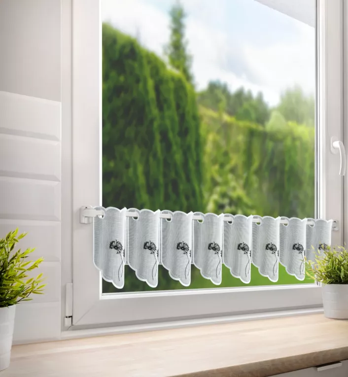 Tkanina firanowa zazdrostka zdobiona haftem dmuchawca Eurofirany