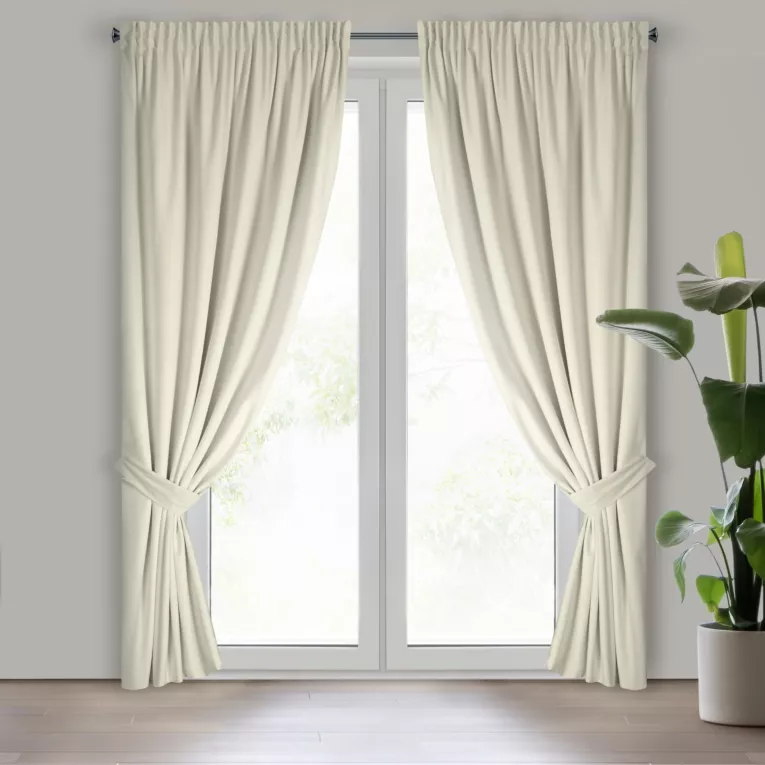 Zasłona kremowa z tkaniny welwetowej, troczek w zestwie 140x300 cm taśma ANTARA Eurofirany