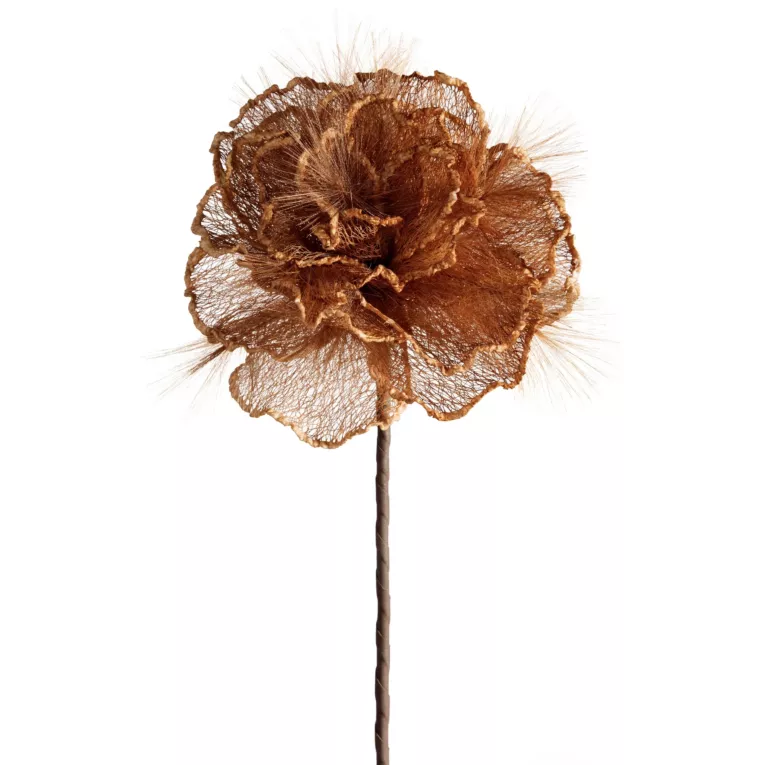 Kwiat sztuczny brązowy z siateczki 80 cm Eurofirany