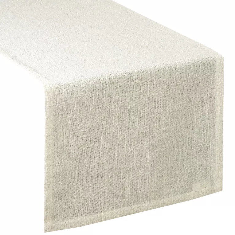 Bieżnik na stół kremowy 40x180 cm INES 12 z przetykaną błyszczącą nicią