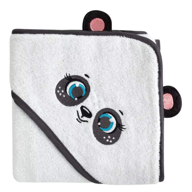 Ręcznik kąpielowy dziecięcy 100x100 cm bawełniany kolor biały z kapturem  i aplikacją pandy 400 g/m2 BABY 73 Eurofirany