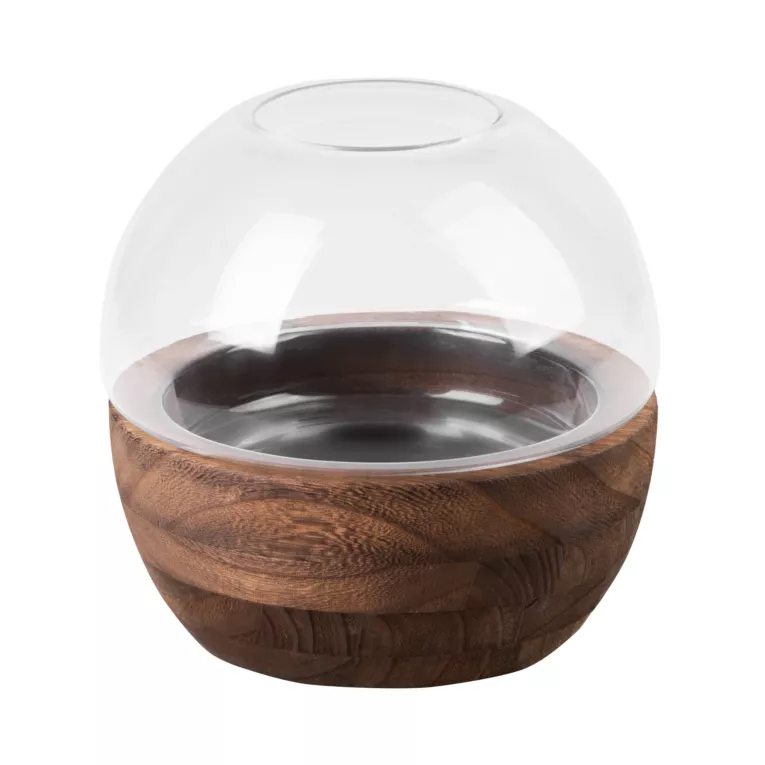 Świecznik dekoracyjny GRACE brązowy ze szkła i drewna Eurofirany