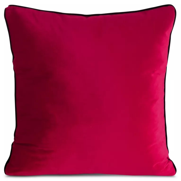 Poszewka na poduszkę 45x45 cm welwetowa o delikatnym połysku z ozdobną lamówką amarantowa GAJA 2 Eurofirany