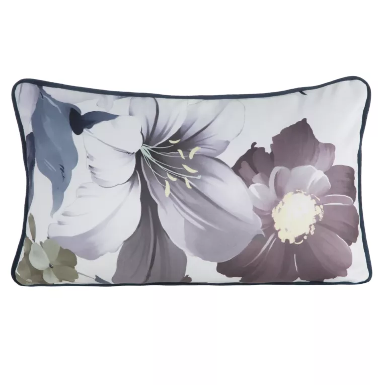 Poduszka dwustronna 45 x 30 cm welwetowa z motywem roślinnym z wypustką na brzegach SOFIA EUROFIRANY PREMIUM