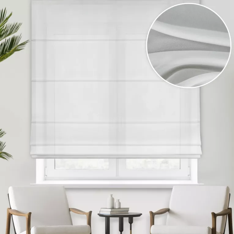 Roleta rzymska naturalna z jedwabiście miękkiej matowej krepy, wykończona obciążnikiem