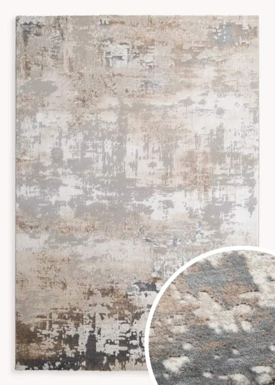 Dywan 60x100 cm jasnoszary, beżowy zdobiony abstrakcyjnym wzorem ASIA 2 Eurofirany