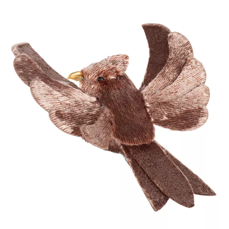 Dekoracyjna ozdoba PTAK z tkaniny welwetowej Eurofirany